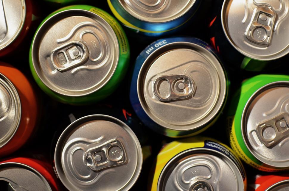 Free Image of Close Up of Many Cans of Soda 
