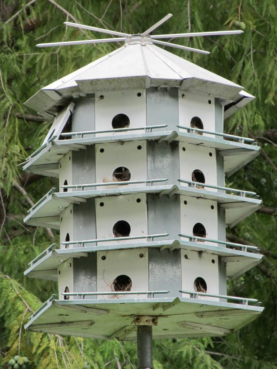 Free Image of White Bird House on Metal Pole 