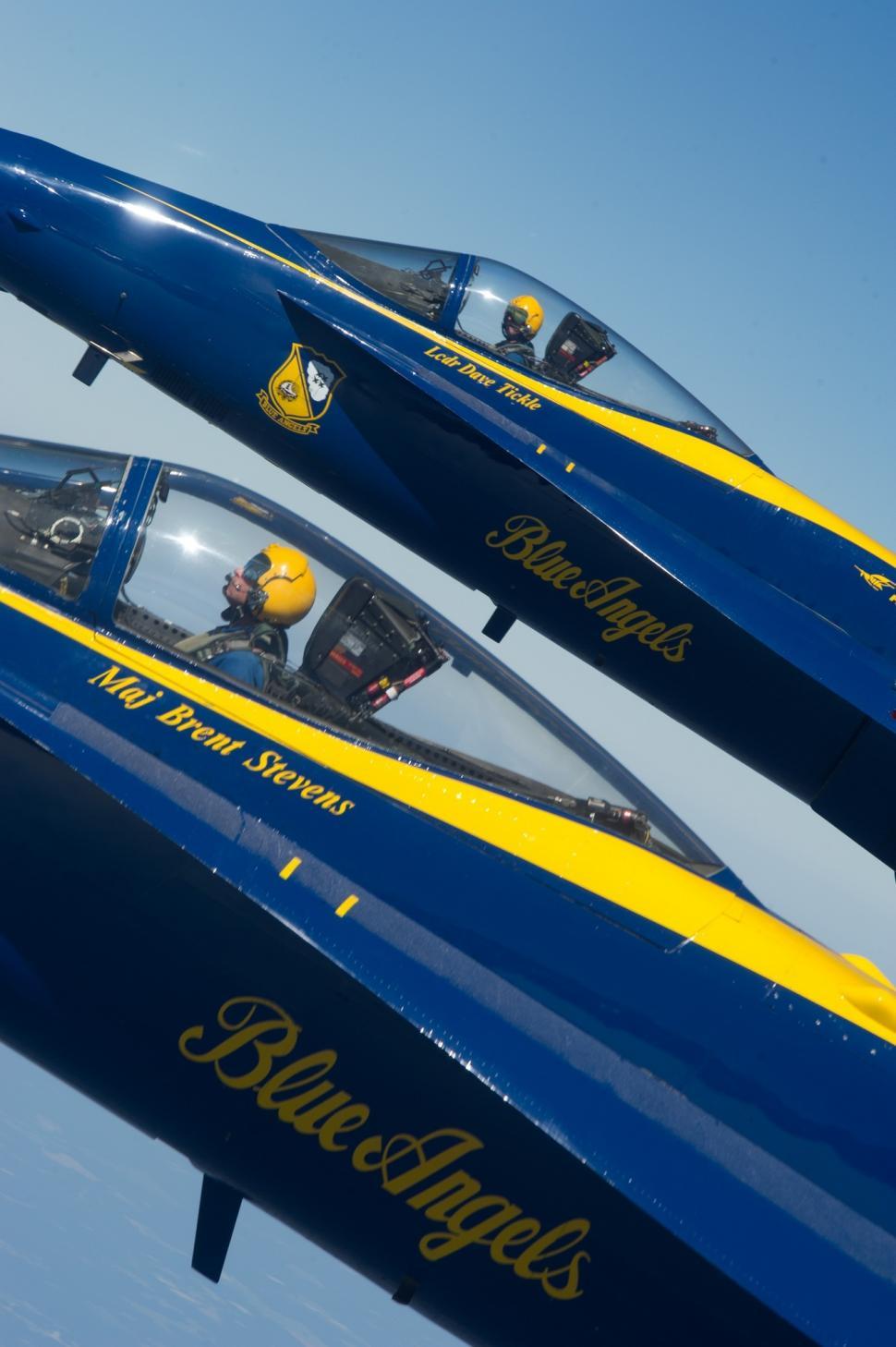Free Image of Two Blue Angels Jets Flying in the Sky 