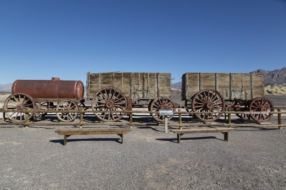 Free Image of Collection of Old Wooden Wagons in Desert 
