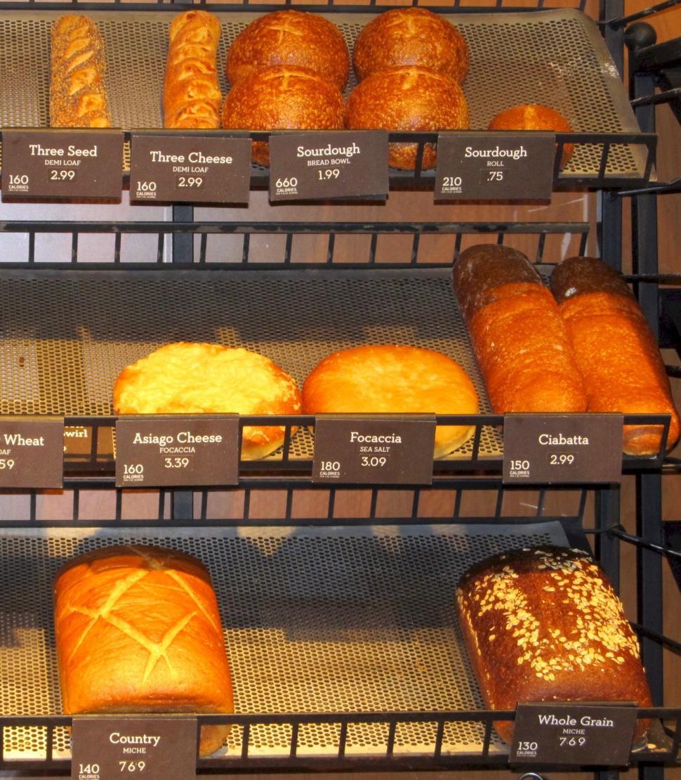 Free Image of Display Case Filled With Various Types of Bread 