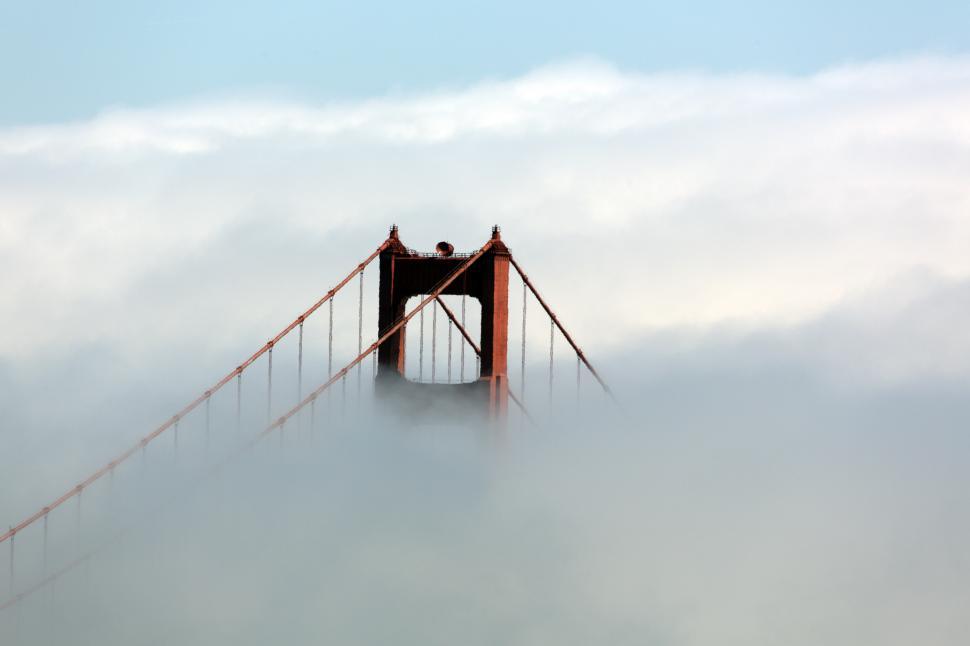 Free Image of The Golden Gate Bridge Amidst Clouds 