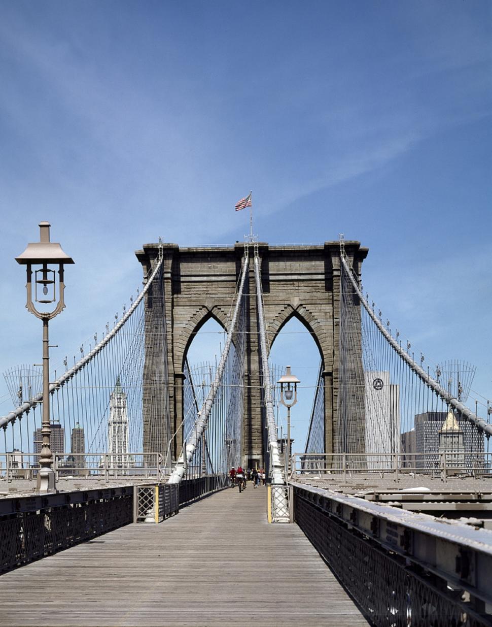 Free Image of View of the Brooklyn Bridge From Across the River 