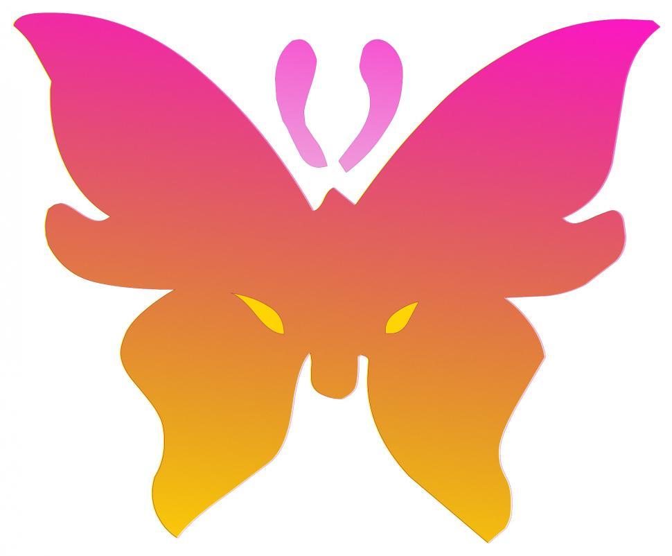 Free Image of Pink and Yellow Butterfly on White Background 