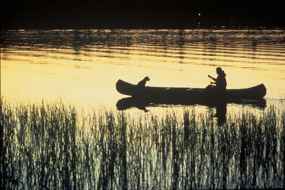 Free Image of People Canoeing on a Lake 