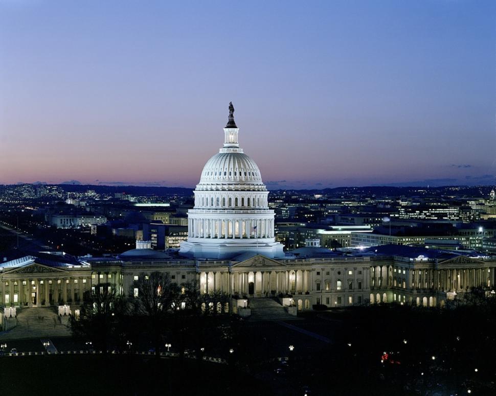Free Image of The US Capitol Building Illuminated at Night 