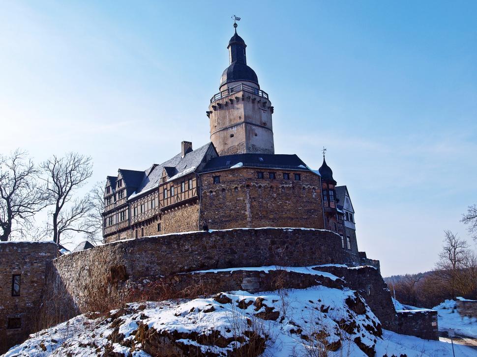 Free Image of Castle Tower on Snowy Hill 
