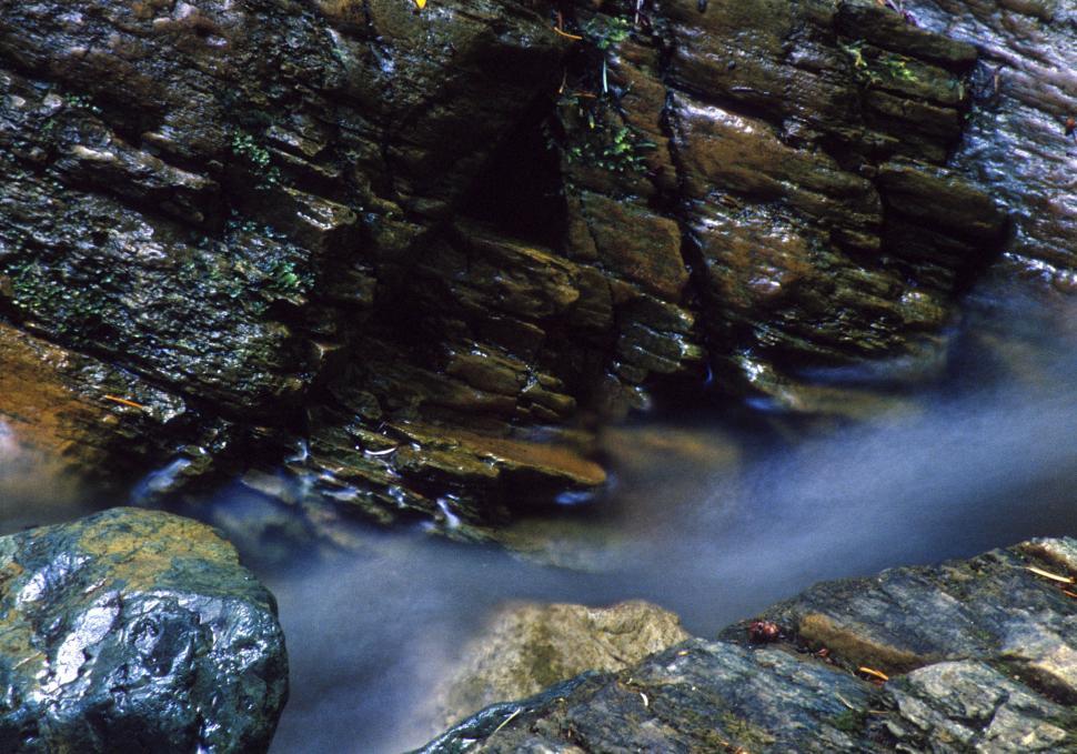 Free Image of water running over rocks 