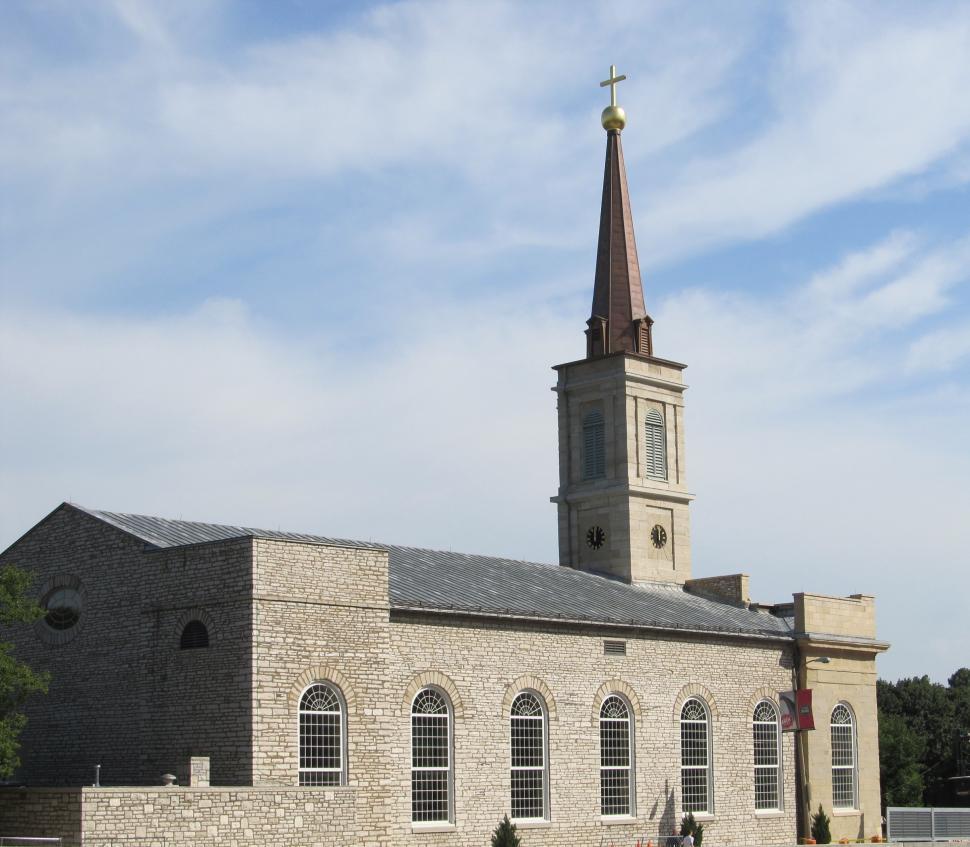 Free Image of Church With Steeple and Clock Tower 