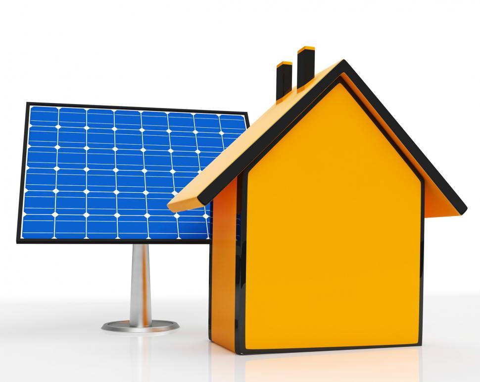Download Free Stock Photo of Solar Panel By Home Shows Renewable Energy 
