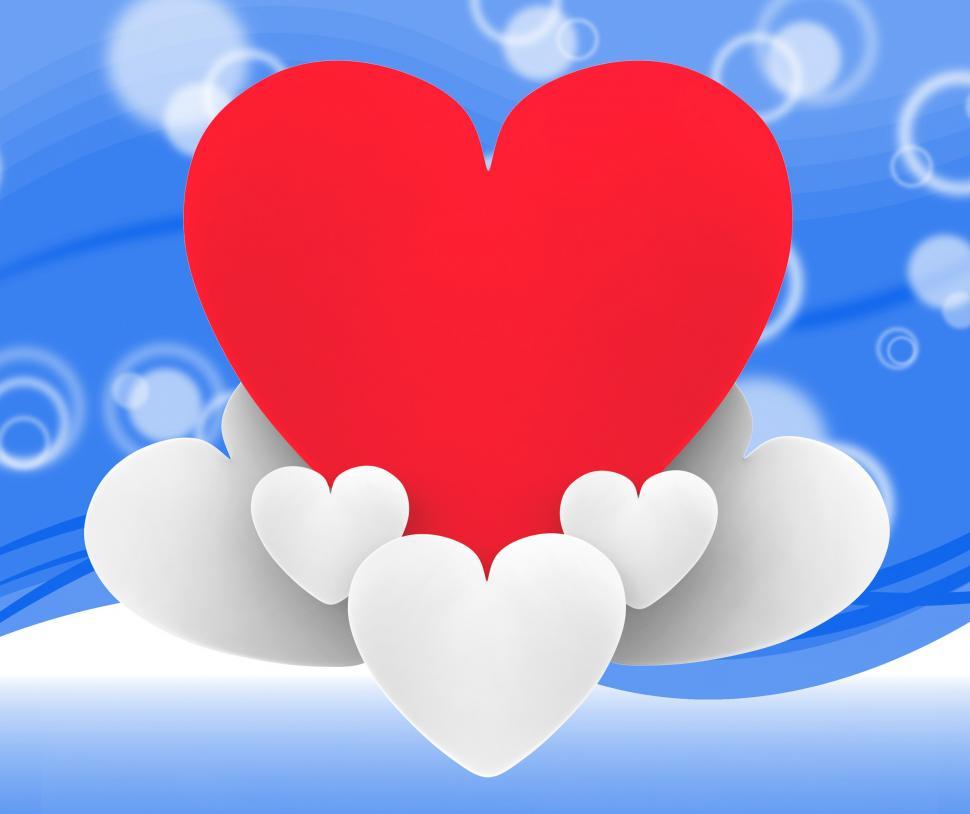 Free Image of Heart On Heart Clouds Shows Romantic Imagination And Dreams 