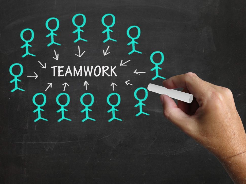 Free Image of Teamwork Stick Figures Shows Working As Team 