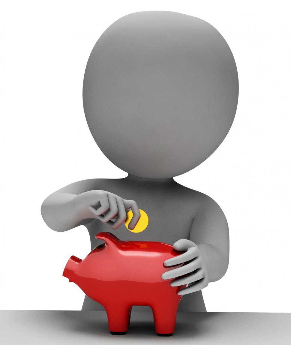 Free Image of Save Character Indicates Piggy Bank And Saver 3d Rendering 