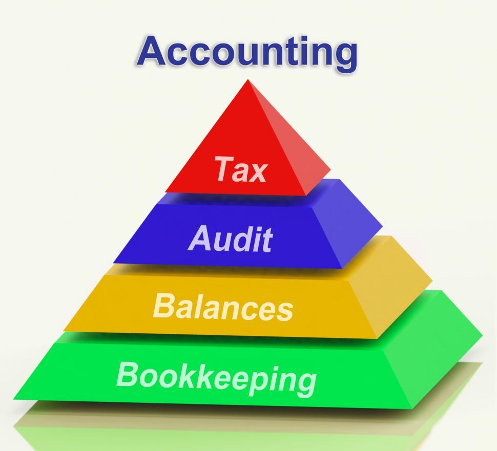 Free Image of Accounting Pyramid Shows Bookkeeping Balances And Calculating 