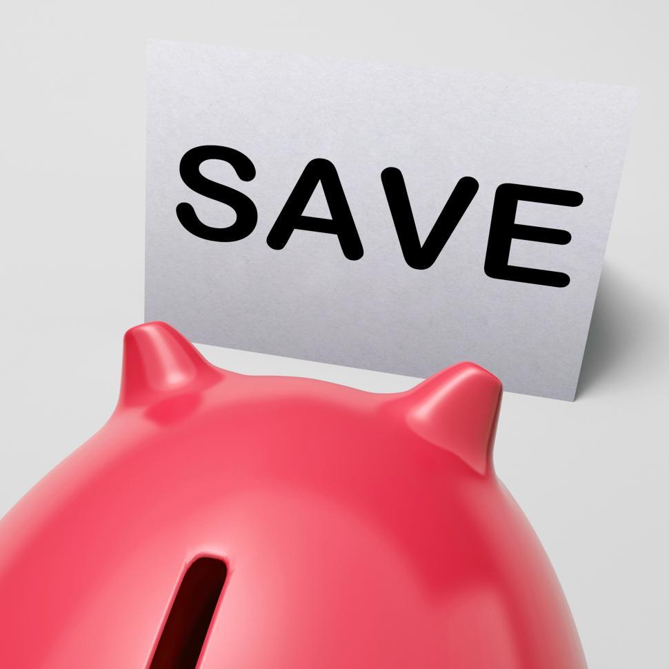 Free Image of Save Piggy Bank Shows Product Discounts And Bargains 