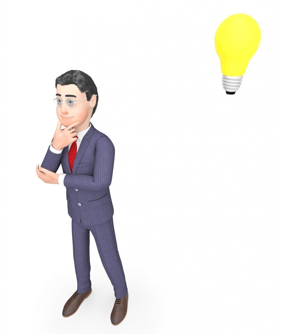 Free Image of Idea Lightbulb Means Think About It And Businessman 3d Rendering 