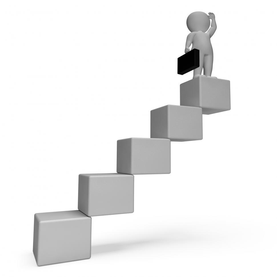 Free Image of Stairs Character Indicates Business Person And Achieve 3d Render 