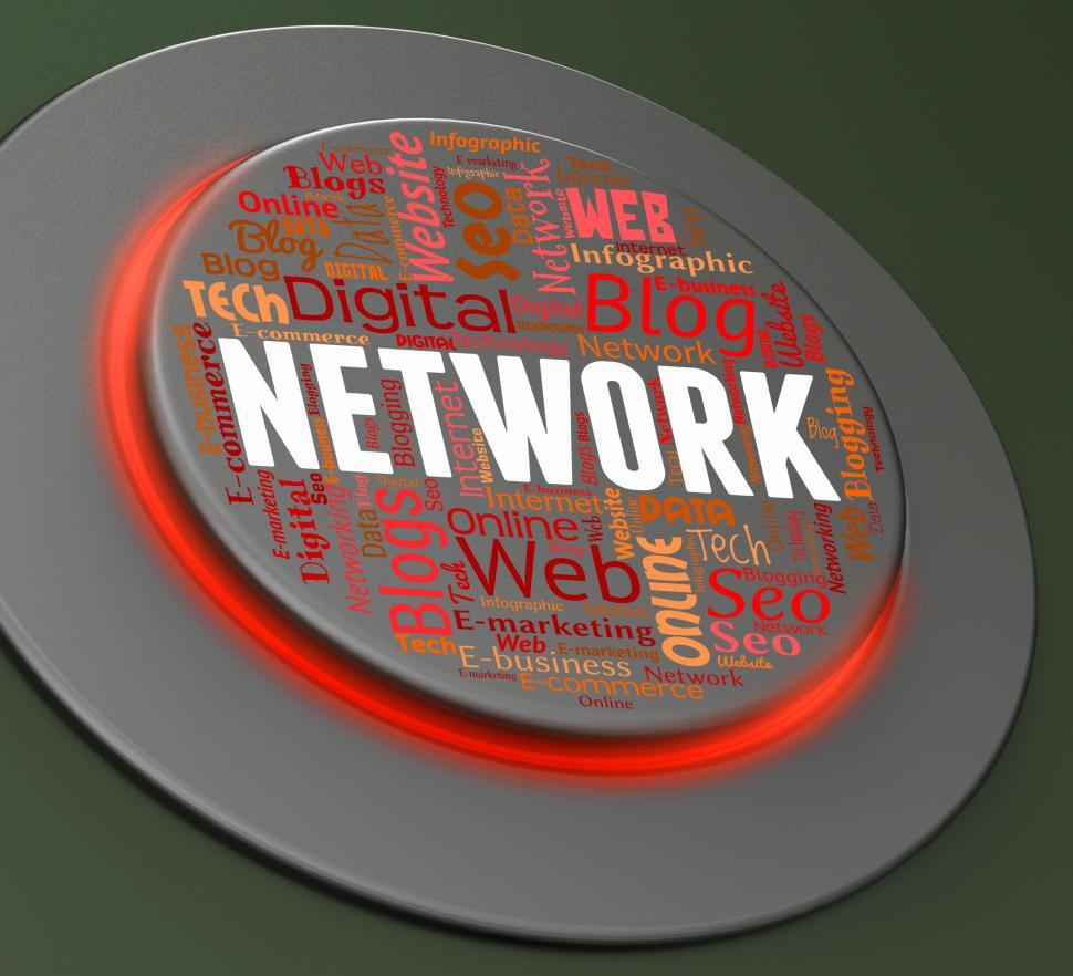 Free Image of Network Button Shows Global Communications And Computer 