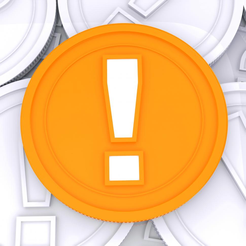 Free Image of Exclamation Mark Coin Means Surprise Or Warning About Money 