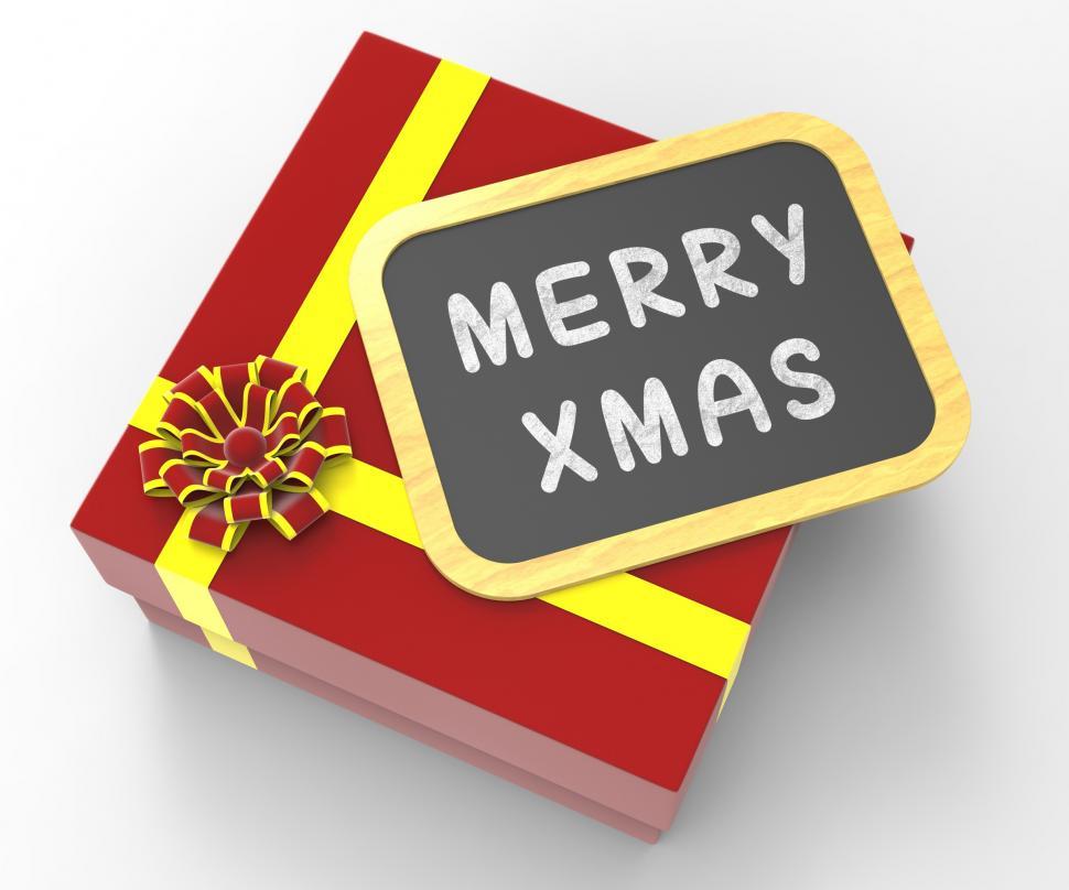 Free Image of Merry Xmas Present Shows Christmas Festivity And Greetings 