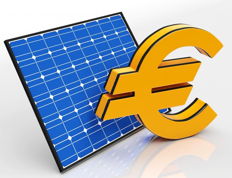 Free Image of Solar Panel And Euro Shows Saving Money 