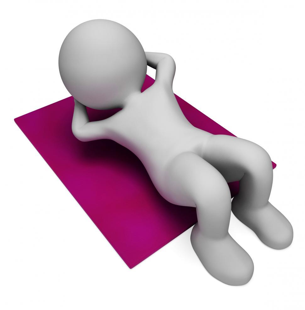 Free Image of Sit Ups Indicates Abdominal Crunch And Crunches 3d Rendering 