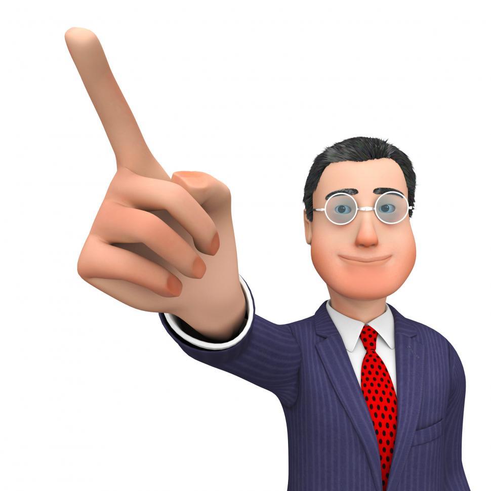 Free Image of Character Pointing Means Hand Up And Commercial 3d Rendering 