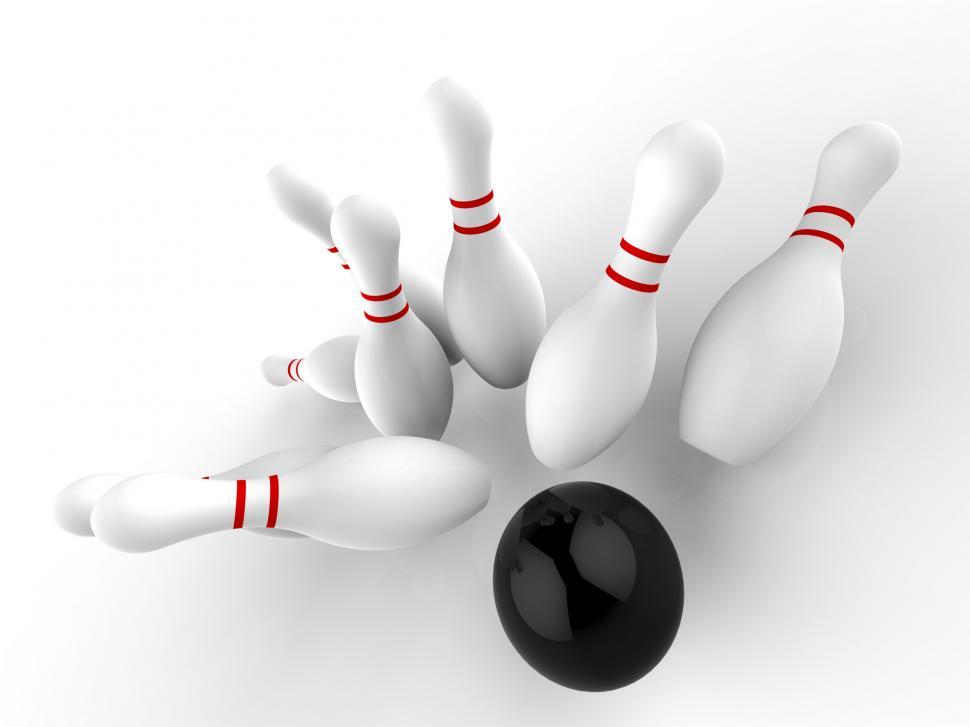 Free Image of Bowling Strike Shows Winning Skittles Game 