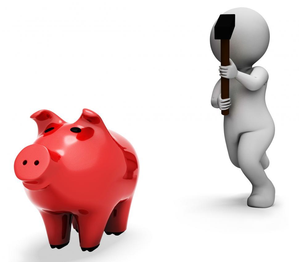 Free Image of Piggybank Character Indicates Spending Word And Banking 3d Rende 