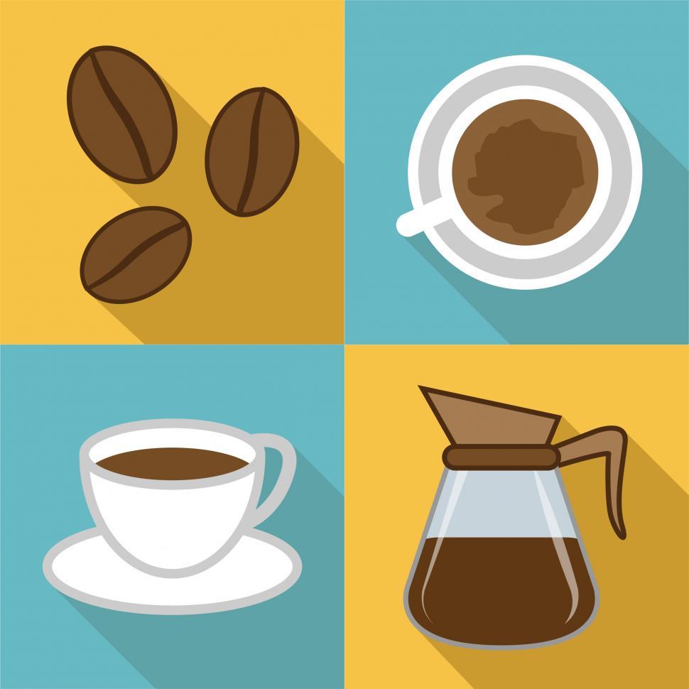 Free Image of Coffee Icons Represents Restaurant And Cafeteria Beverages 