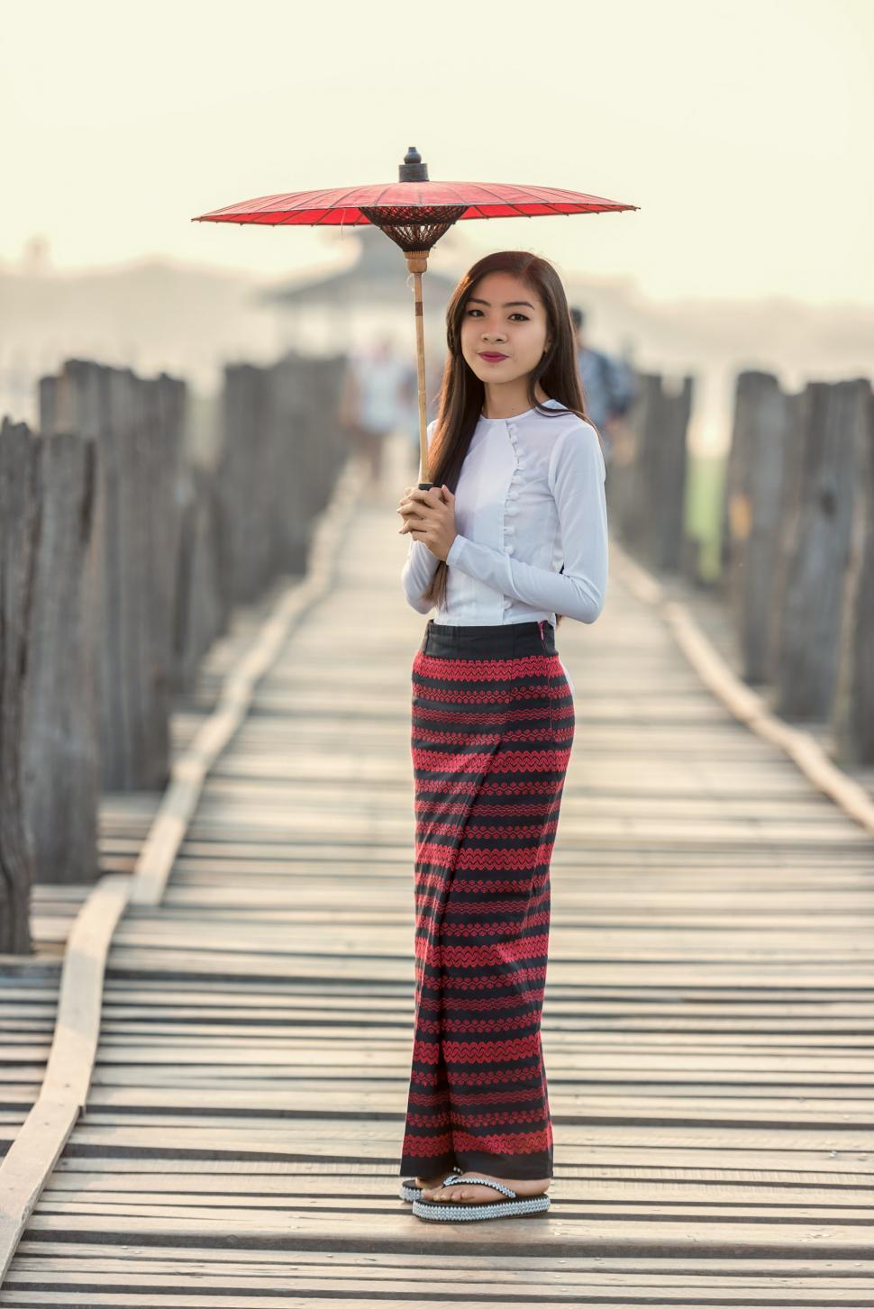 Free Image of Asian Girl with Umbrella 