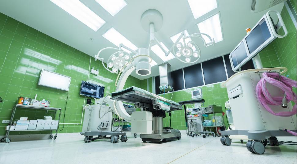 Free Image of Hospital Room With Green Wall and Ceiling 