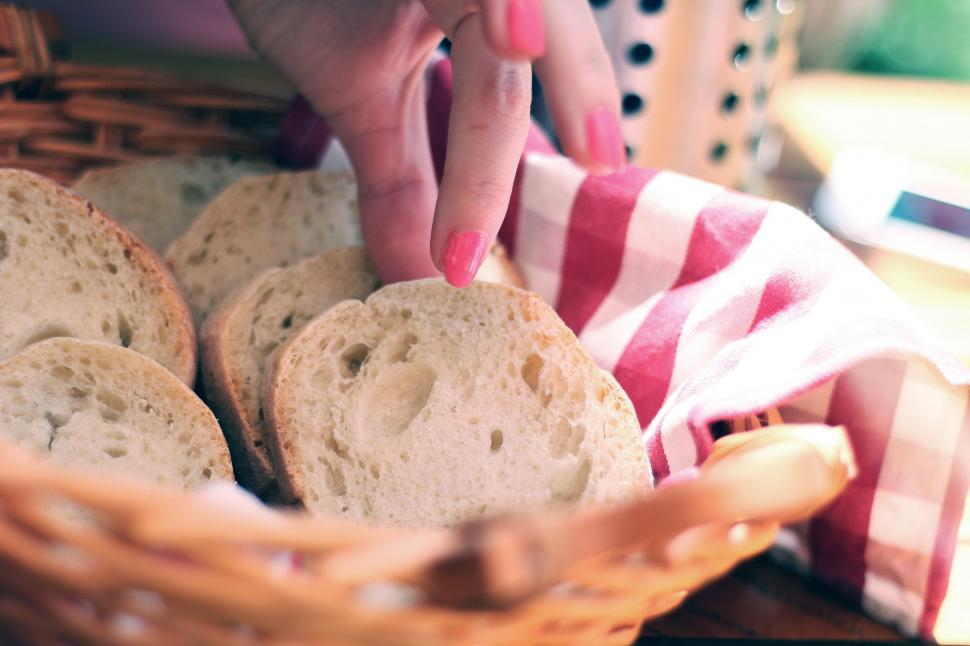 Free Image of Putting Piece of Bread in Basket 