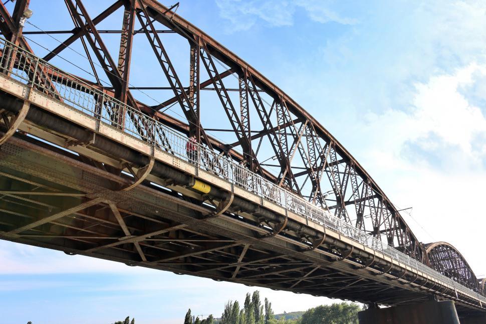 Free Image of Train Bridge Crossing Waterway 