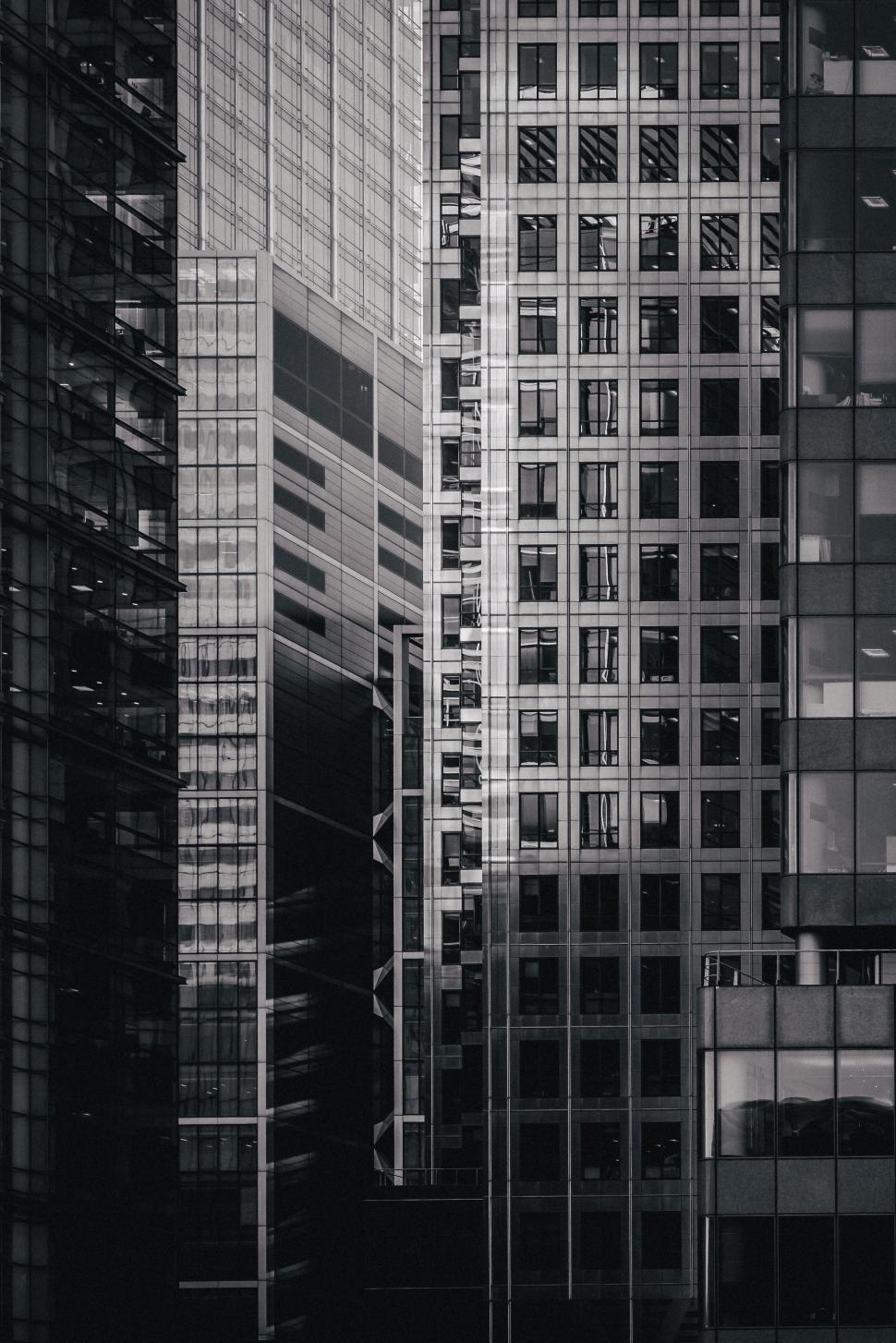 Free Image of Tall Buildings in Black and White 