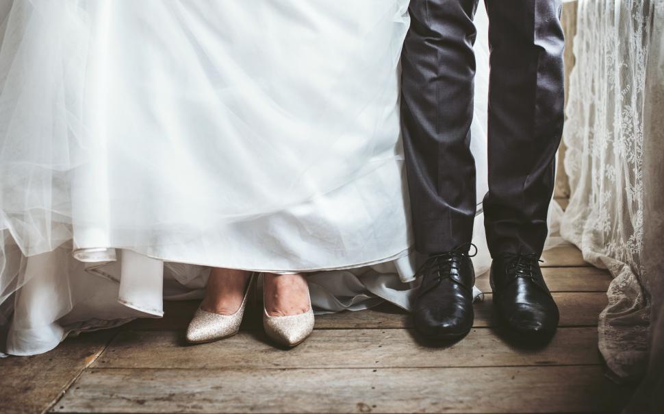 Free Image of Bride and Groom Standing Together 