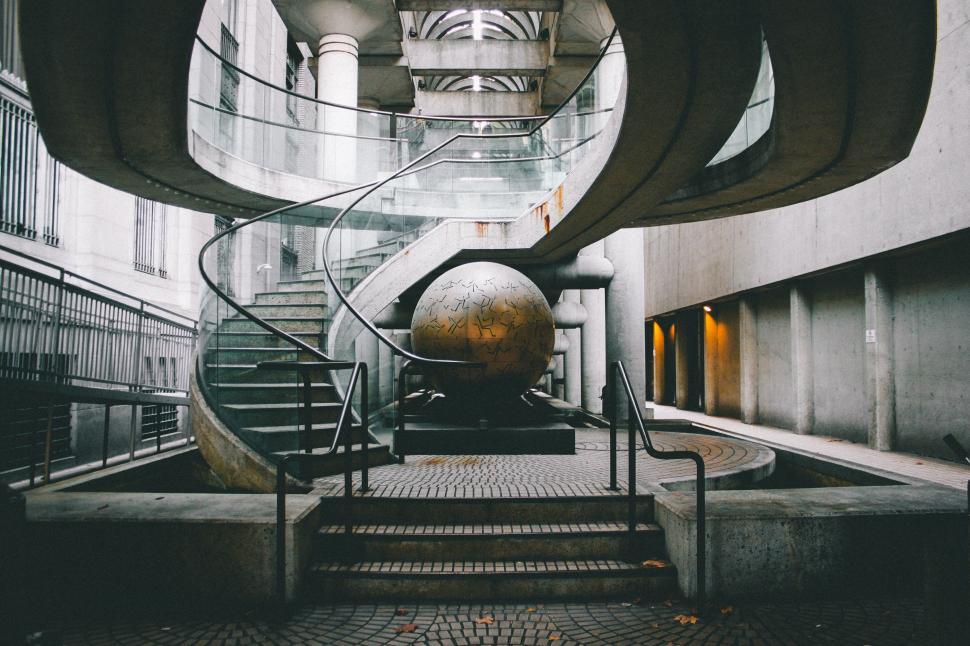 Free Image of Large Metal Ball in Building 