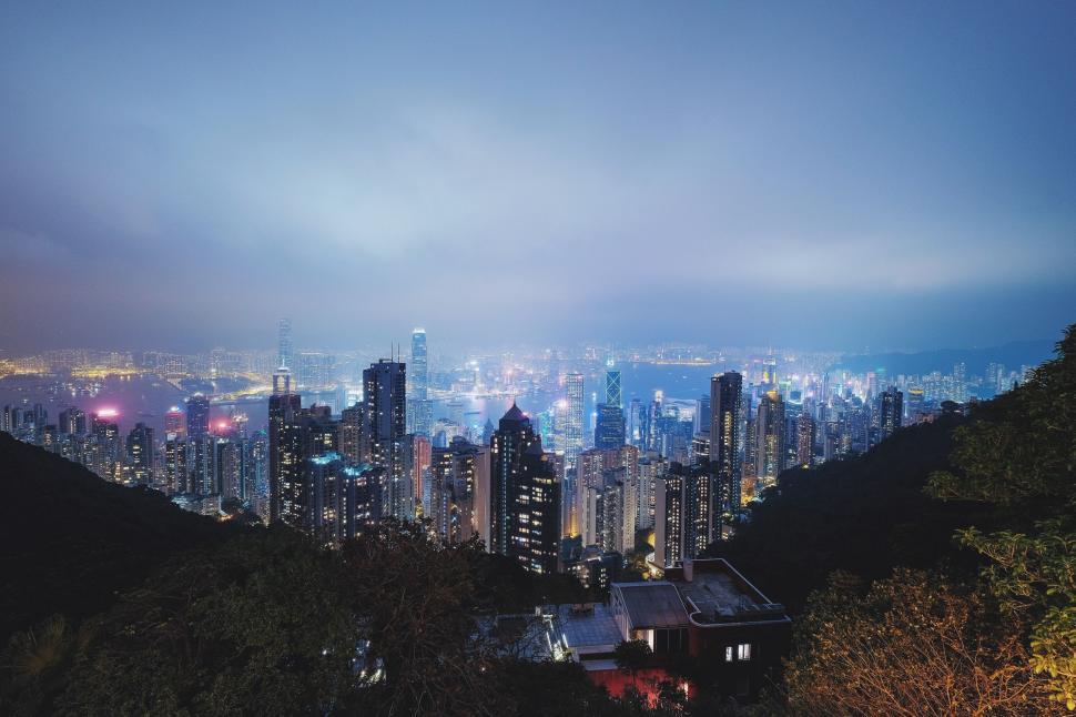 Free Image of Night Cityscape View From Hilltop 