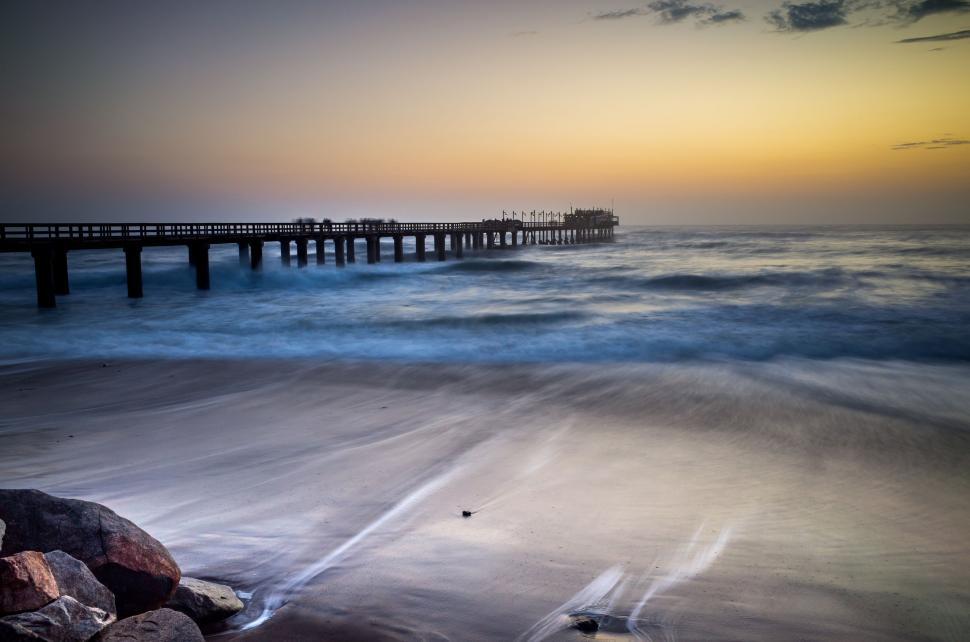 Free Image of Pier at Sunset Long Exposure 