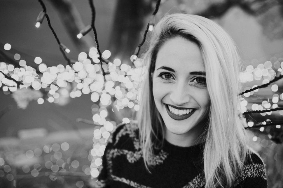 Free Image of Smiling Woman in Black and White 