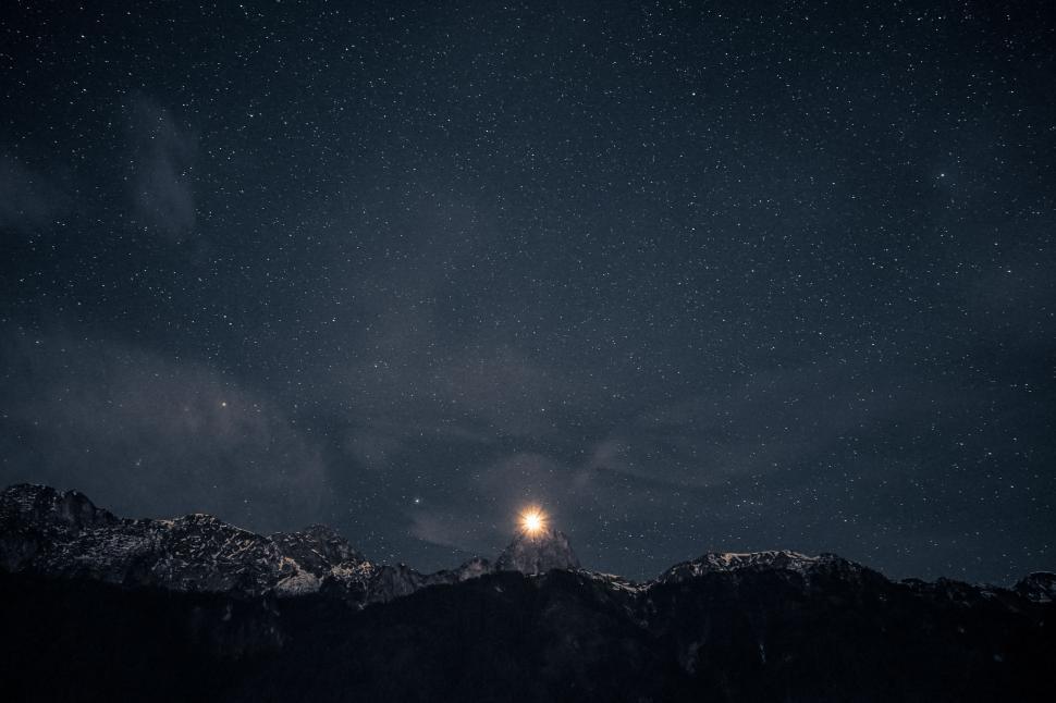 Free Image of Night Sky With Stars and Full Moon 
