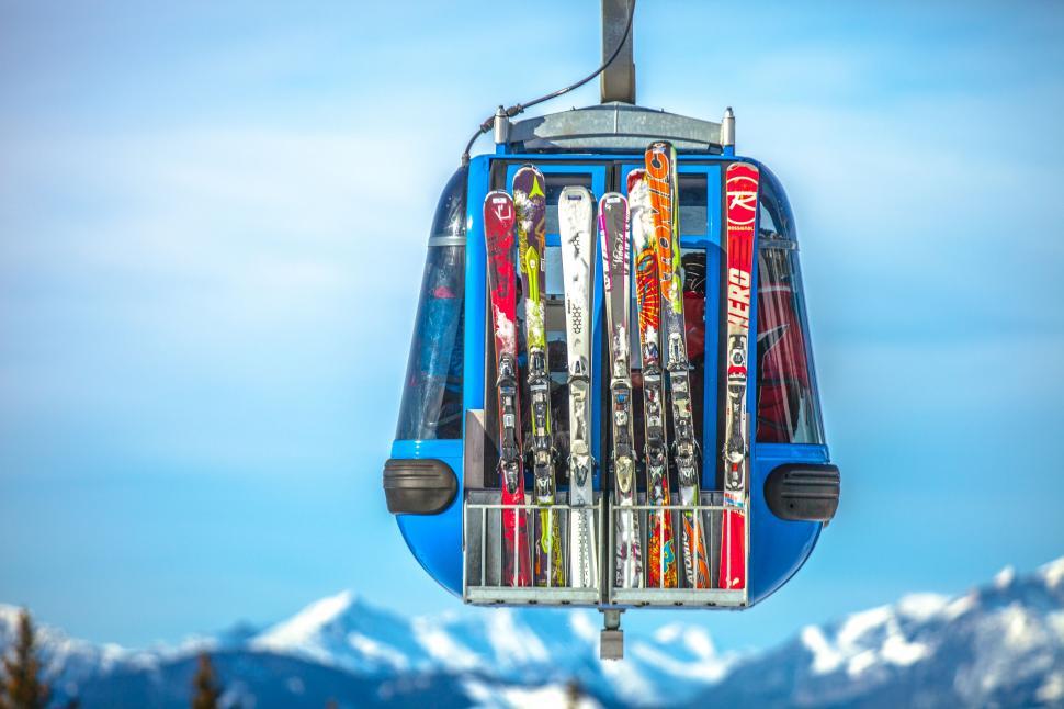 Free Image of Ski Lift Filled With Skis 