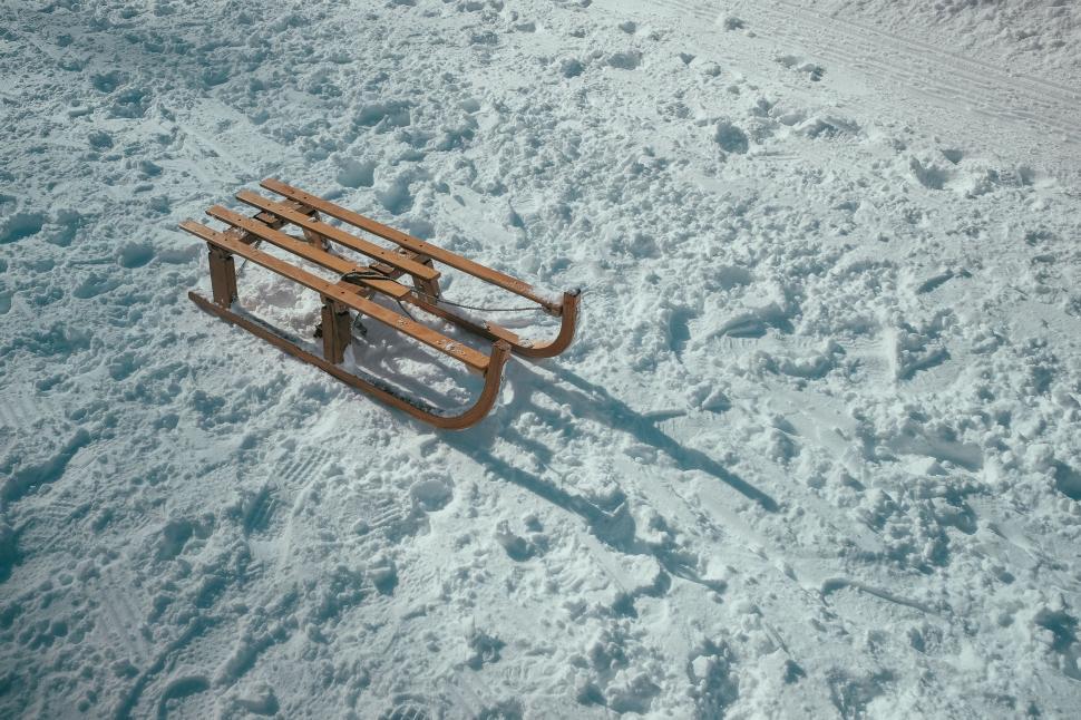Free Image of Sled on Snow Covered Ground 