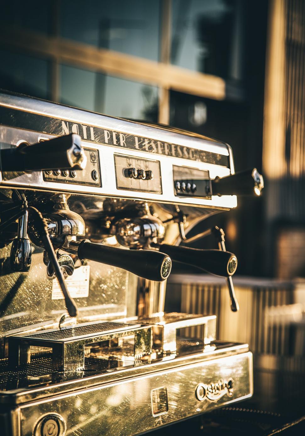 Free Image of Coffee Machine on Wooden Table 