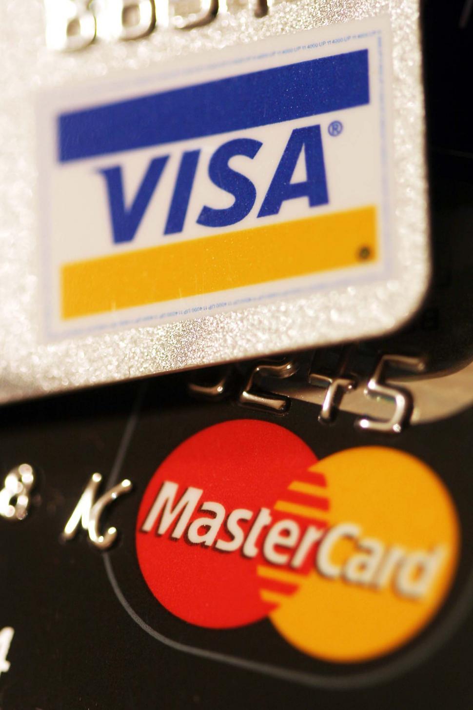 Free Image of credit cards visa mastercard logos numbers loan commerce spend shopping buy purchase plastic debit debt 