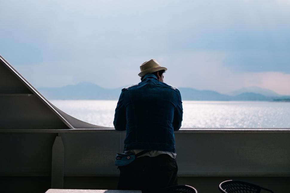 Free Image of Man Sitting on Boat Looking at Water 