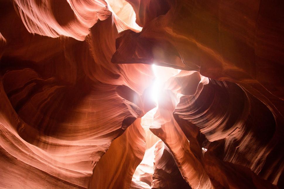 Free Image of Bright Light Shining in Slot Canyon 