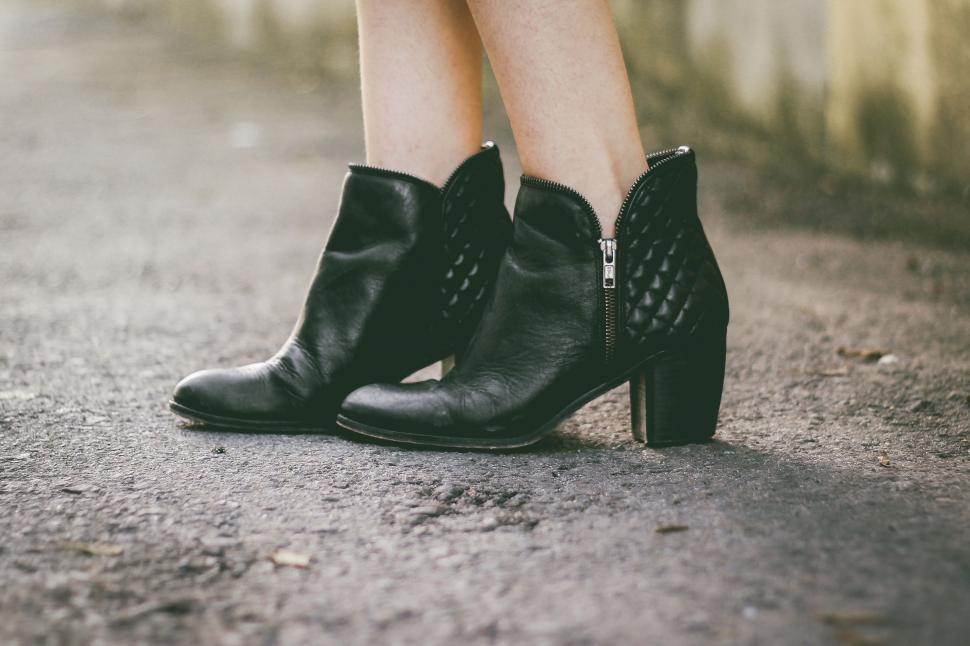 Free Image of Close Up of Person Wearing Black Shoes 
