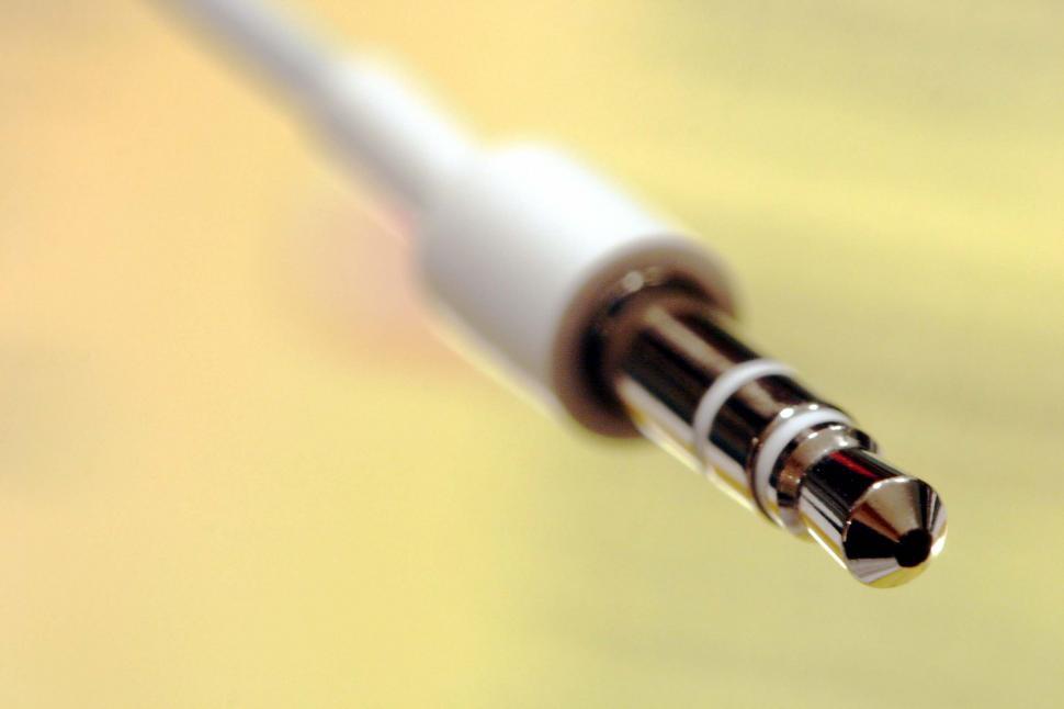 Free Image of computer connector cable headphone plug macro technology electronics information stereo audio video ipod listen 