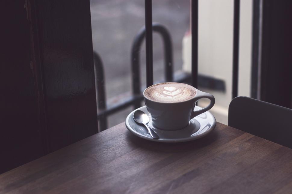 Free Image of Cup of Coffee on Wooden Table 